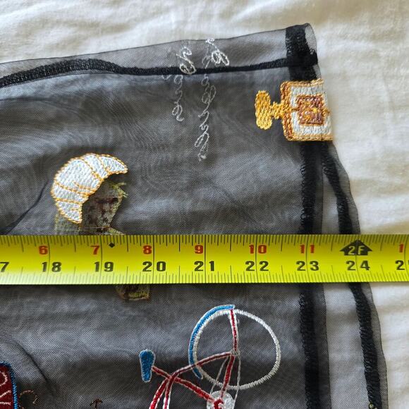 Garcia Black Sheer Blouse Paris Embroidered Short Puff Sleeves Size S Whimsigoth - Picture 8 of 8